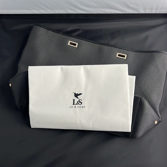 New Lo & Sons 15” Seville Shell in Dk Grey Perforated Saffiano Leather - Picture 6 of 6